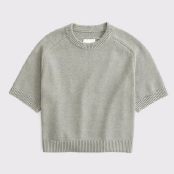 Abercrombie Madeline Crew Sweater Tee short sleeve gray sz large - Picture 1 of 6